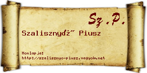 Szalisznyó Piusz névjegykártya